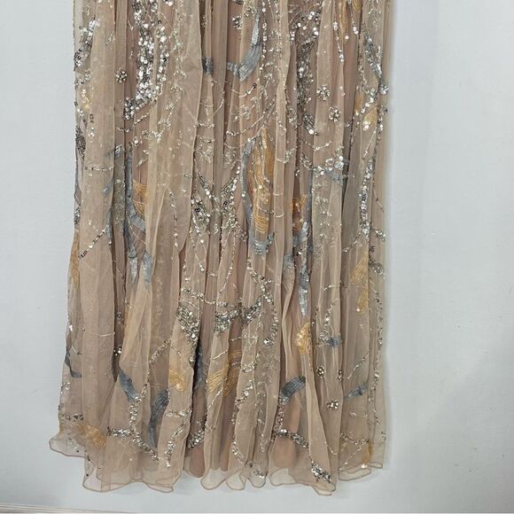 Mac Duggal 5217 Plus Size 14 Embellished Illusion Formal Evening Gown, Nude - Picture 6 of 16